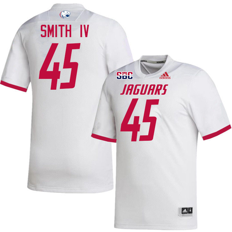 #45 Ed Smith IV South Alabama Jaguars Jerseys,College Football Uniforms,Apparels Stitched-White #45 Ed Smith IV South Alabama Jaguars Jerseys,College Football Uniforms,Apparels Stitched-White